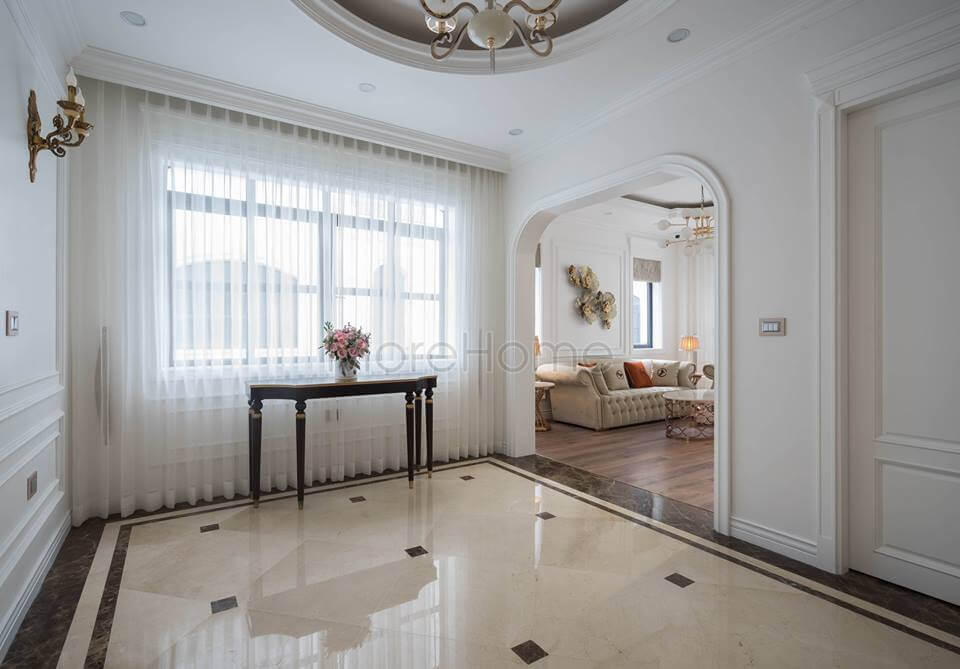 Thi công sảnh chờ - không gian dẫn tới phòng khách biệt thự Imperia Hải Phòng Mẫu thiết kế và thi công nội thất biệt thự