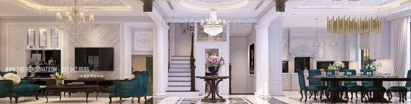 Mẫu thiết kế nội thất biệt thự Vinhomes Riverside là một trong những công trình thiết kế mang đậm phong cách tân cổ điển, sang trọng và quý phái Mẫu thiết kế và thi công nội thất biệt thự