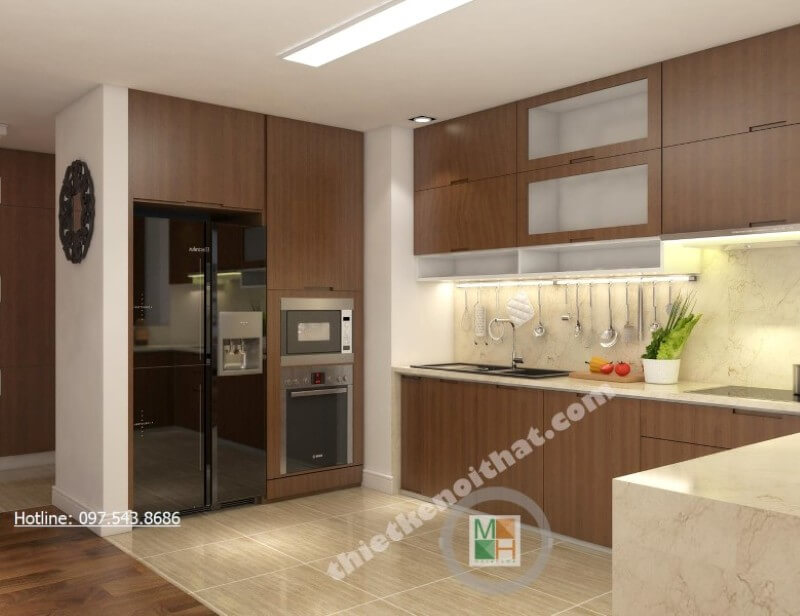 Thiết kế phòng bếp chung cư theo phong cách hiện đại Nội thất phòng bếp