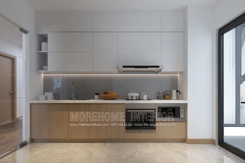 Tủ bếp Laminate với đa dạng màu sắc, đặc biệt có cả màu vân gỗ đặc trưng cùng bề mặt sần có khả năng chống trầy xước cực cao được sử dụng rất nhiều trong các hạng mục nội thất, trong đó có tủ bếp Tủ bếp đẹp, tủ bếp đẹp hiện đại, tủ bếp An Cường, tủ bếp cao cấp