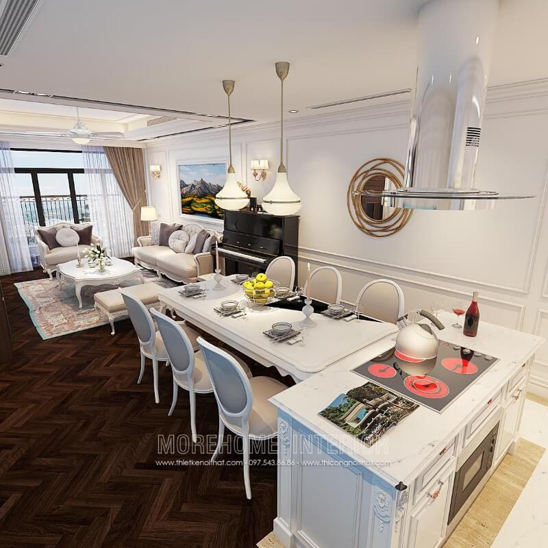 Thiết kế tủ bếp chung cư cao cấp phong cách tân cổ điển Tủ bếp đẹp, tủ bếp đẹp hiện đại, tủ bếp An Cường, tủ bếp cao cấp