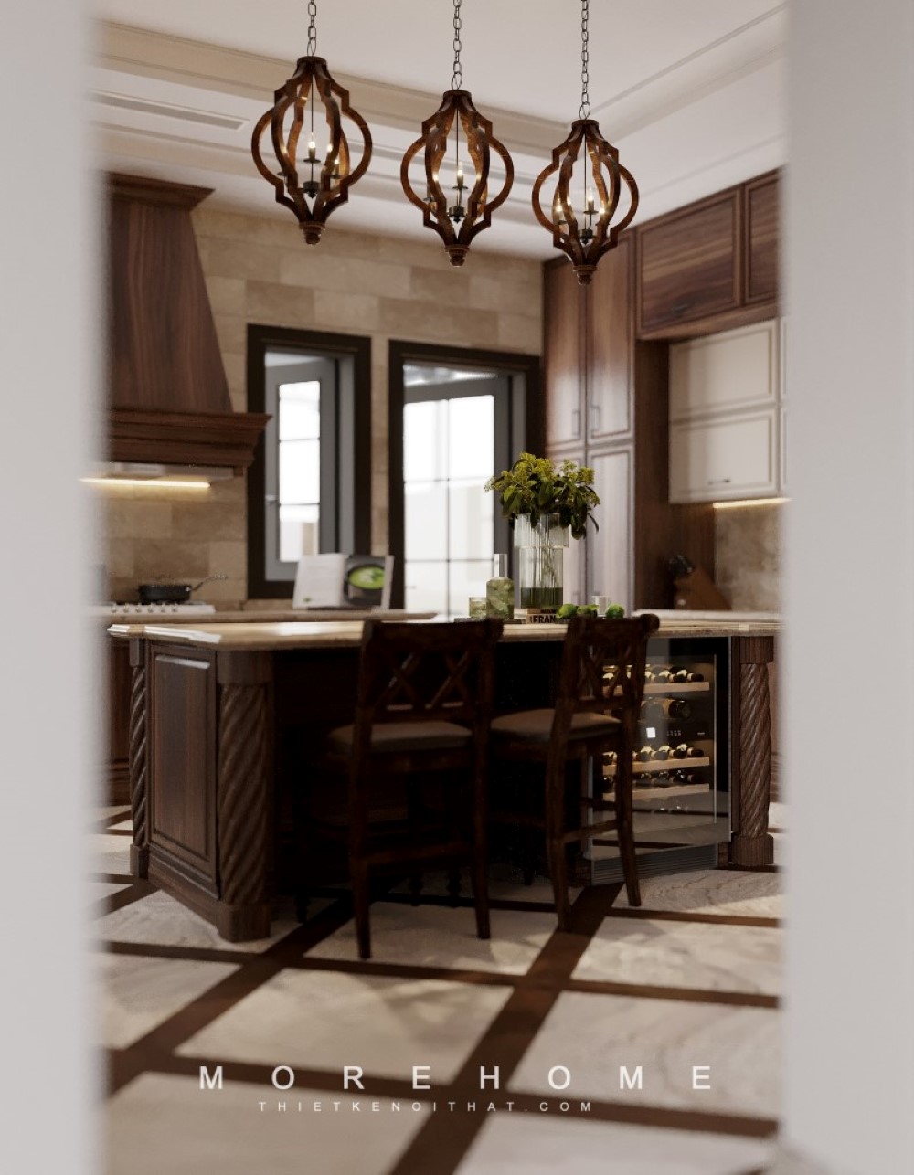 Nội thất thiết kế mang phong cách địa trung hải màu sắc chất liệu tạo nên tổng thể hài hòa và thẩm mỹ cao